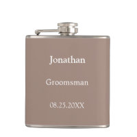 Elegante Taupe Personalisierter Trauzeuge Flask