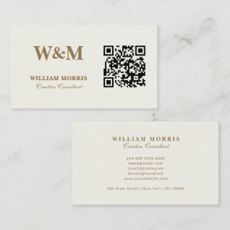 Elegante Taupe QR-Code-Logo-Vorlage Visitenkarte