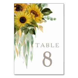 Elegante Taupe Sonnenblumen Hochzeit Tischnummer