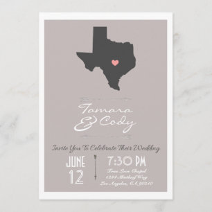 Elegante Taupe Texas Hochzeits-Einladungskarte Einladung