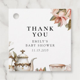 Elegante Tea Party Babydusche Geschenkanhänger
