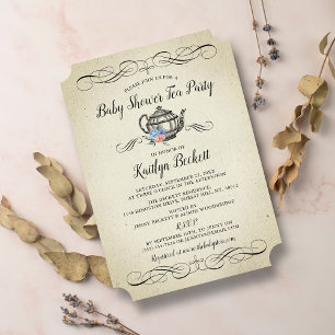 Elégante Tea Party Vintage   Invitation Baby showe