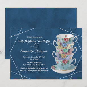 Elegante Teacups Birthday Tea Party Einladung