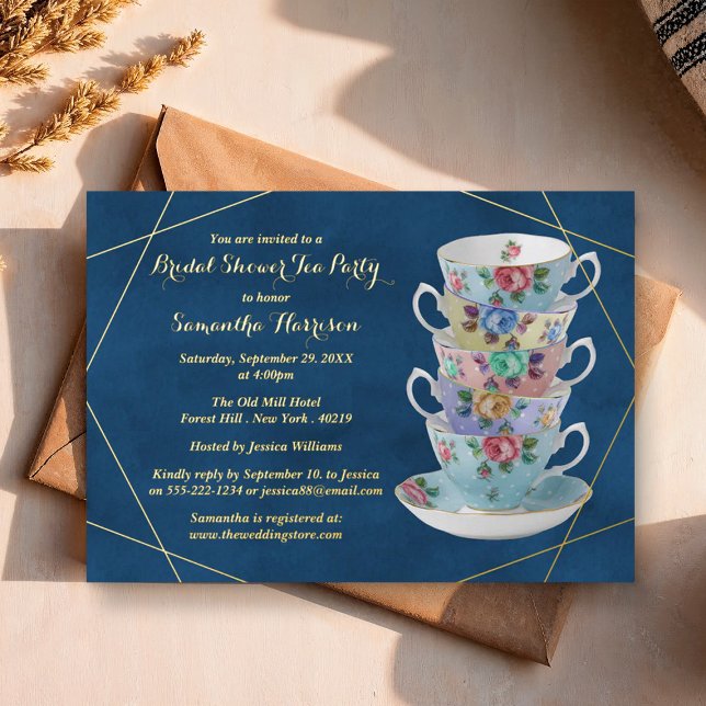 Elegante Teacups Brautparty Teatro Sociale Bellinz Folieneinladung (Von Creator hochgeladen)