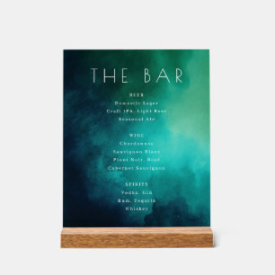 Elegante Teal-Aquarell-Bar-Speisekarte Acrylschild