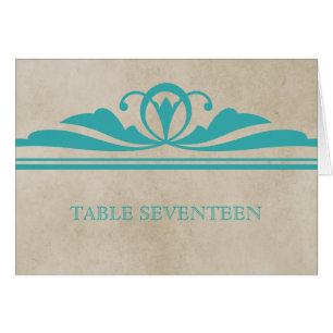 Elegante Teal Deco-Tischnummernkarte