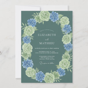 Elegante Teal-Hochzeit im Frühling Einladung
