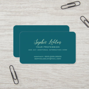 Elegante Teal-Karte mit Schriftzug-Name Visitenkarte