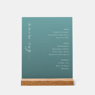 Elegante Teal-Minimalisten-Bar-Speisekarte Acrylschild