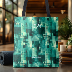 Elegante Teal-monochrome personalisierte Tragetasc Tasche