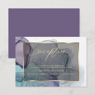 Elegante Teal-Pflaume-Purpur-Rauch-Empfang  Einladung