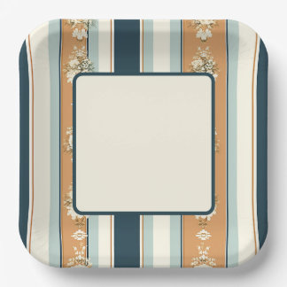 Elegante Teal-Regency-Streifen Pappteller