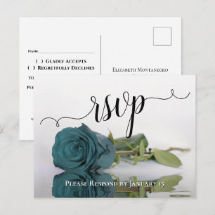 Elegante Teal-Rosen-Hochzeit-RSVP im Chic-Stil Postkarte