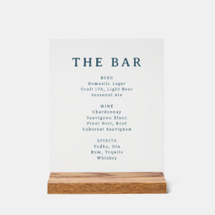 Elegante Teal-Serifen-Bar-Speisekarte Acrylschild