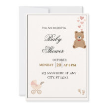 Elegante Teddy-Bär-Baby-Shower-Einladung