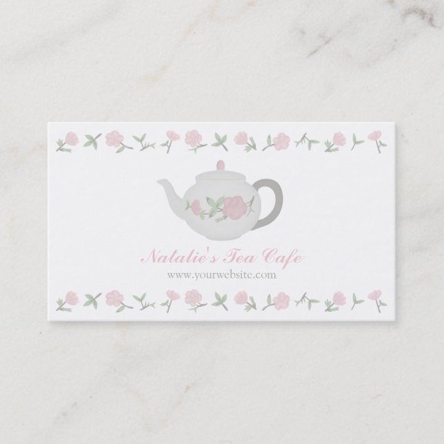 Elegante Teekanne-Tee-Café-Visitenkarten Visitenkarte (Vorderseite)