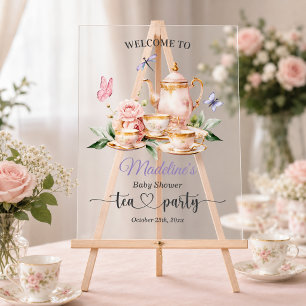 Elegante Teeparty-Schmetterlinge Baby Shower Acrylschild