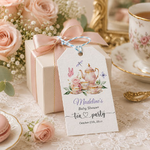 Elegante Teeparty Schmetterlinge Babyparty Geschenkanhänger