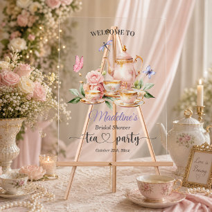 Elegante Teeparty-Schmetterlinge Brautparty  Acrylschild