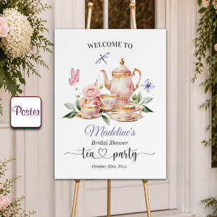 Elegante Teeparty-Schmetterlinge Brautparty  Poster