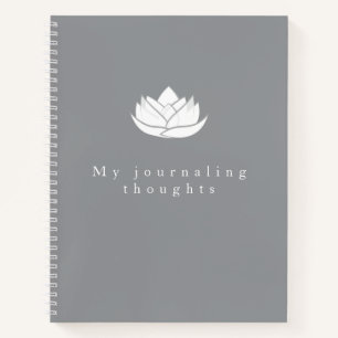 Elegante Template Gray and White Lotus Blume Notizbuch