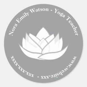 Elegante Template Gray Lotus Blume Runder Aufkleber