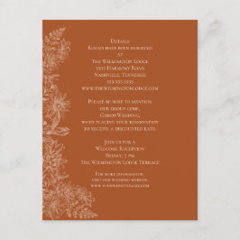 Elegante Terra Cotta Floral Wedding Details Begleitkarte