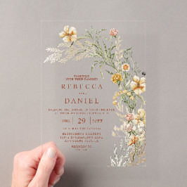 Elegante Terracotta & Beige Boho Blumenhochzeit Acryleinladungen