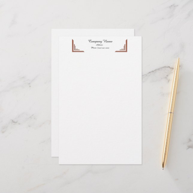 Elegante Terracotta Corner Berufliches Geschirr Briefpapier (Vorderseite/Rückseite Beispiel)
