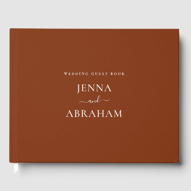 Élégante Terracotta Custom Wedding Livre d'invité (Recto)