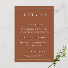 Elegante Terracotta Einfache formelle Hochzeitsdet Begleitkarte