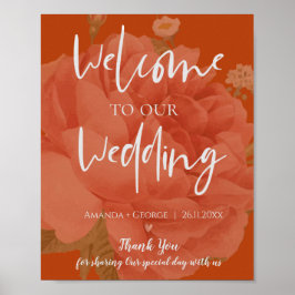 Elegante Terracotta Floral Willkommen bei unserer  Poster