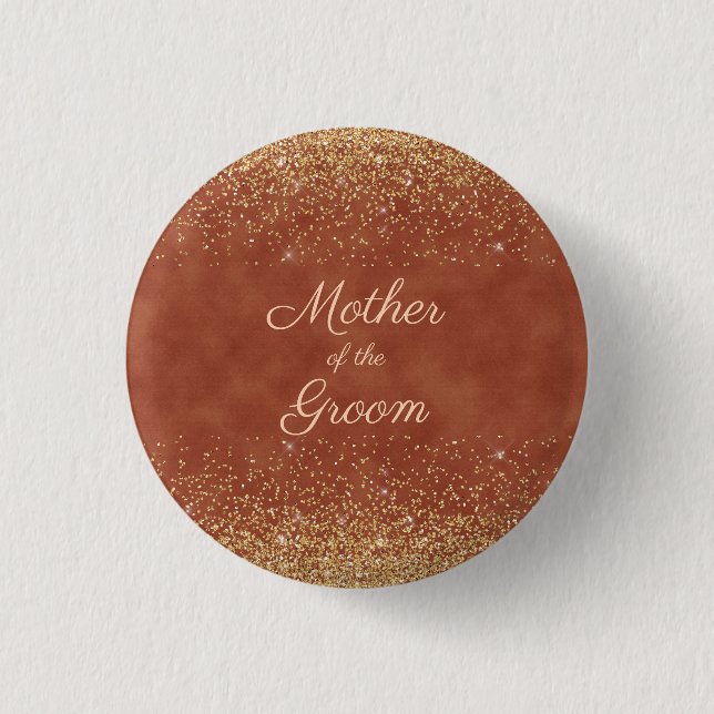 Elegante Terracotta Gold Glitzer Button (Vorderseite)