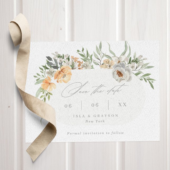 Elegante Terracotta & Gray florale Rahmen Wedding Save The Date (Von Creator hochgeladen)