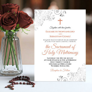 Elegante Terracotta & Gray Moderne katholische Hoc Einladung