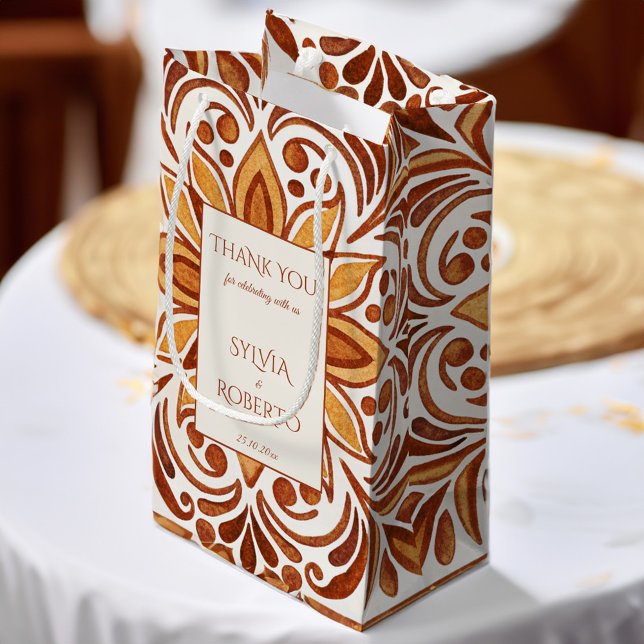 Elegante Terracotta Mexican Talavera Gastgeschenk  Kleine Geschenktüte (Elegant Terracotta Mexican Talavera wedding favors personalized Small Gift Bag customized favor bag)