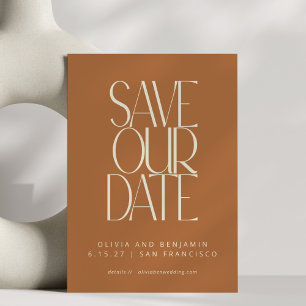 Elegante Terracotta Mitte Jahrhundert Moderne Typo Save The Date