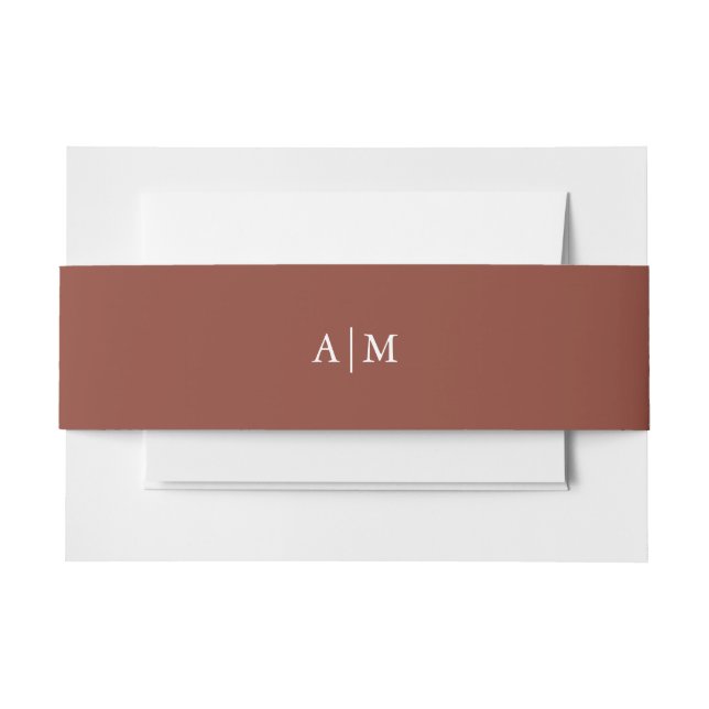 Elegante Terracotta Monogram Einladung Bauchband Einladungsbanderole (Vorderseite Beispiel)