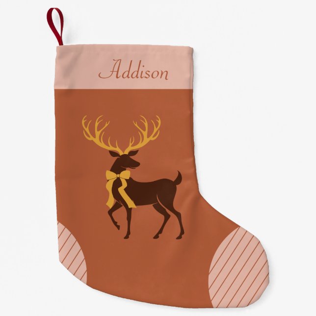 Elegante Terracotta Rosa Personalisiert Kleiner Weihnachtsstrumpf (Vorderseite)