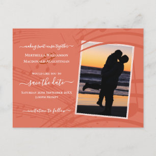 Elegante Terracotta Save the Date Postkarte