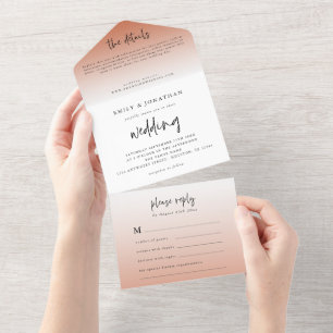 Elegante Terracotta Script Wedding All In One Einladung