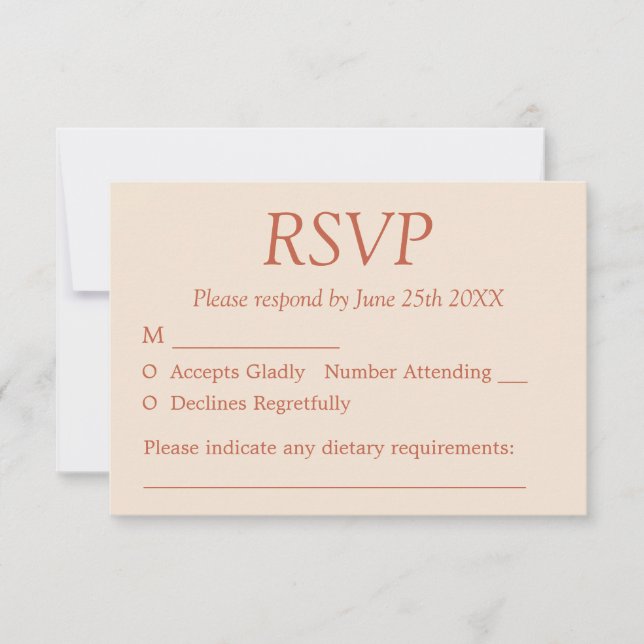 Elegante Terracotta Straw Beige Wedding RSVP Card (Vorderseite)