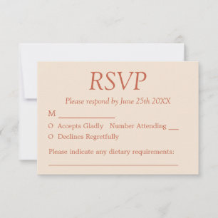 Elegante Terracotta Straw Beige Wedding RSVP Card