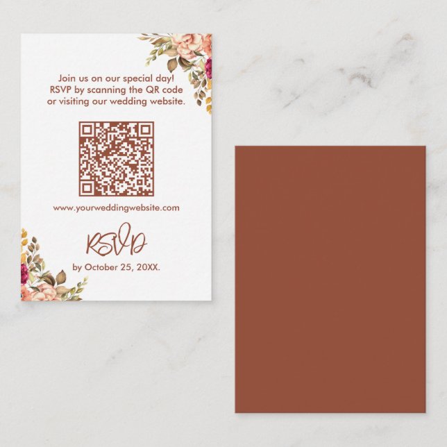 Elegante Terracotta UAWG mit QR-Code Mitteilungskarte (Vorne/Hinten)