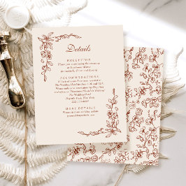 Elegante Terracotta Vintage Hochzeit Begleitkarte