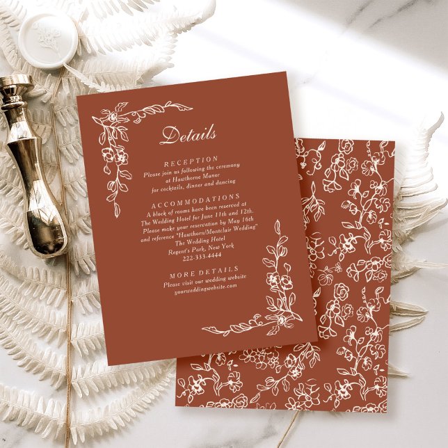 Elegante Terracotta Vintage Hochzeit Begleitkarte (Von Creator hochgeladen)