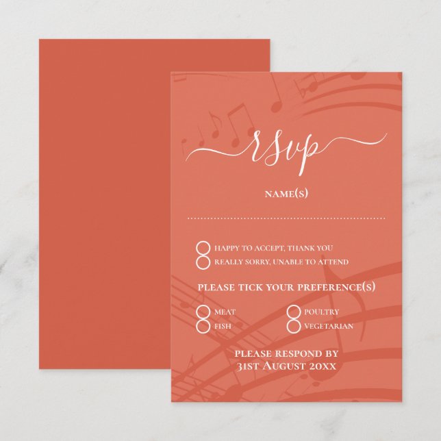 Elegante Terracotta Wedding RSVP Card (Vorne/Hinten)