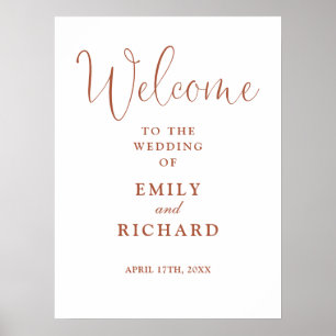 Elegante Terracotta Wedding Welcome Sign Poster