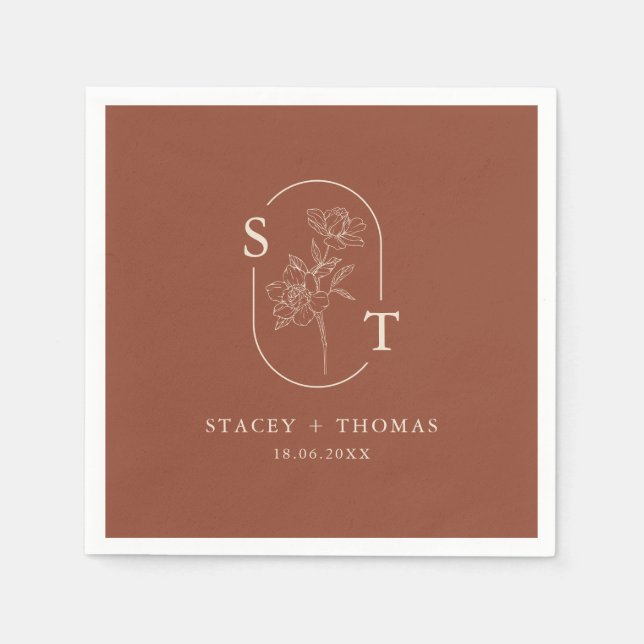 Elegante Terracotta Whimsical Wedding Serviette (Vorderseite)