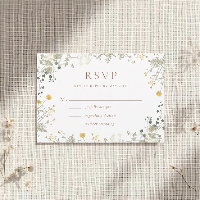 Elegante Terracotta Wildblume Wedding RSVP Karte (Von Creator hochgeladen)